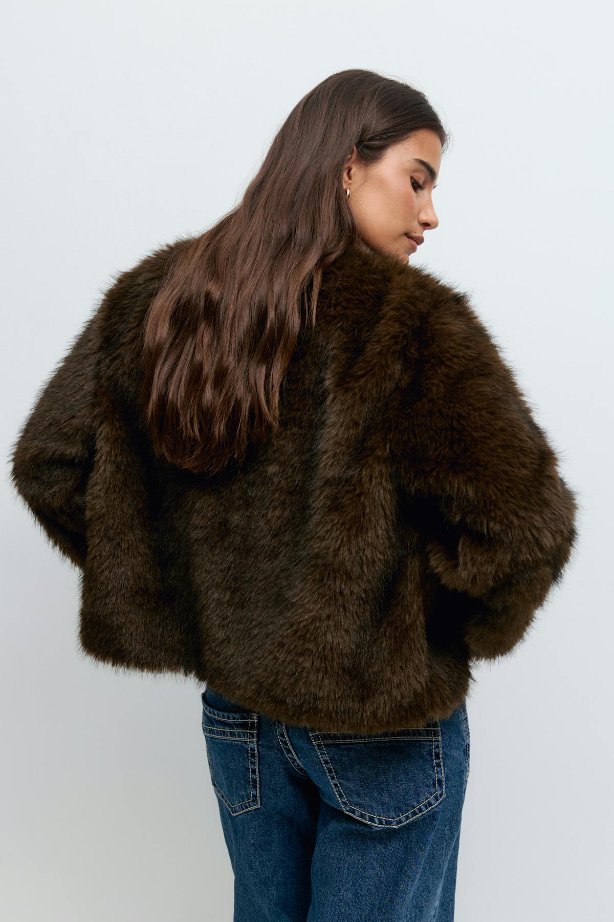Faux fur jacket - Marron foncé