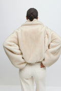 Faux fur collar jacket - Crème