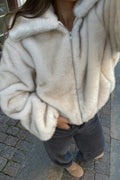 Faux fur collar jacket - Crème