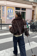 Faux fur collar jacket - Crème