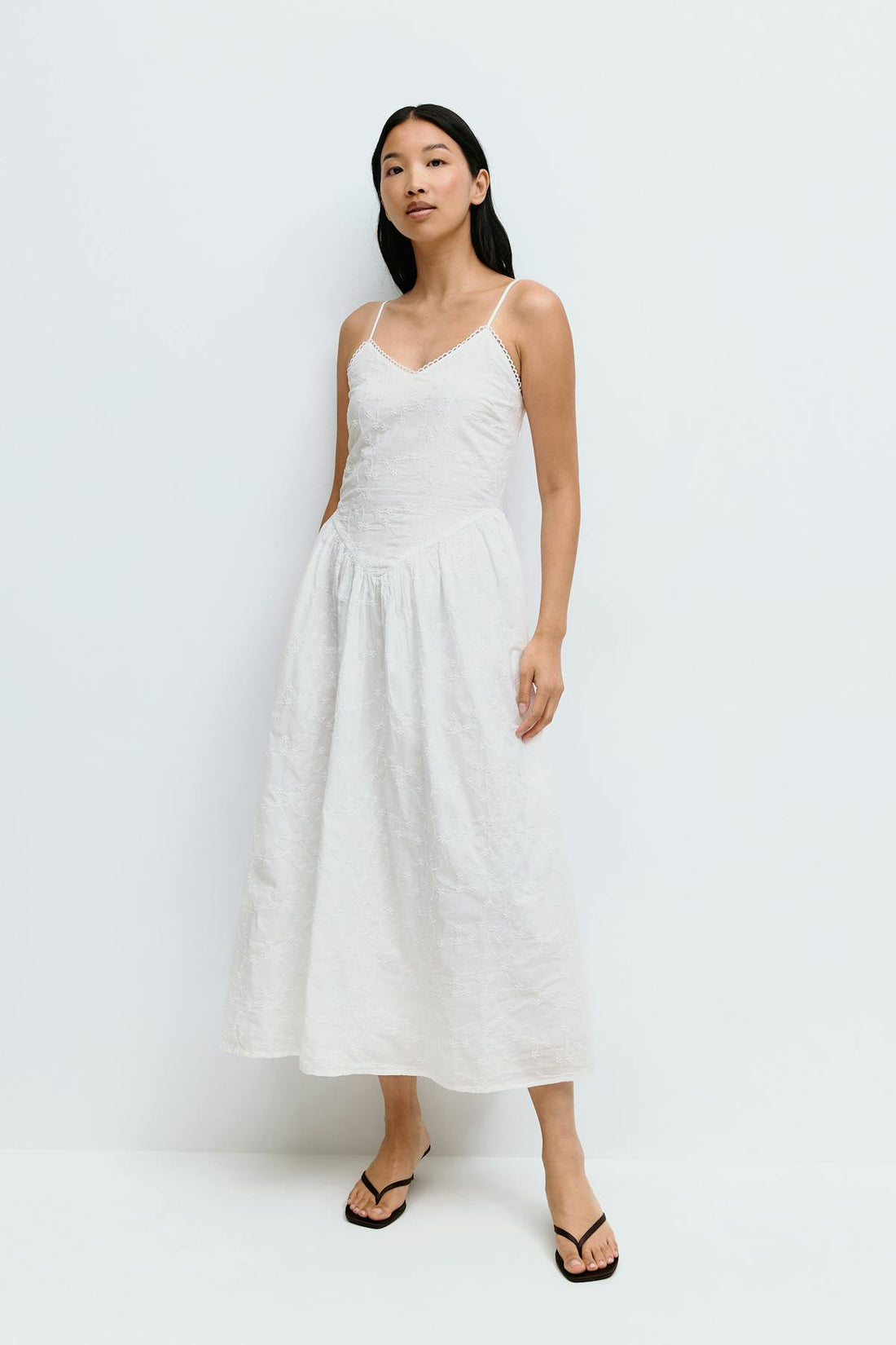 Anglaise midi dress - Blanc