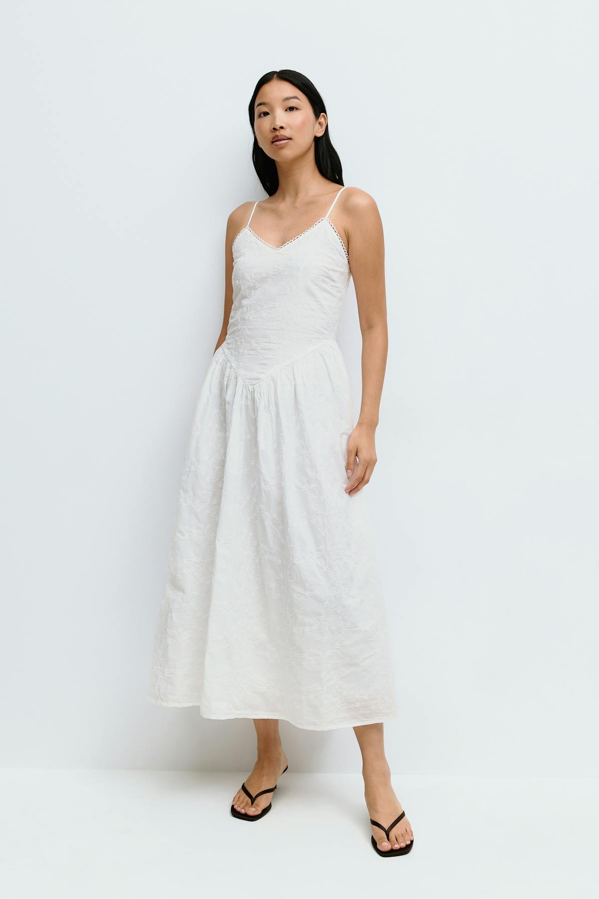 Anglaise midi dress - Blanc