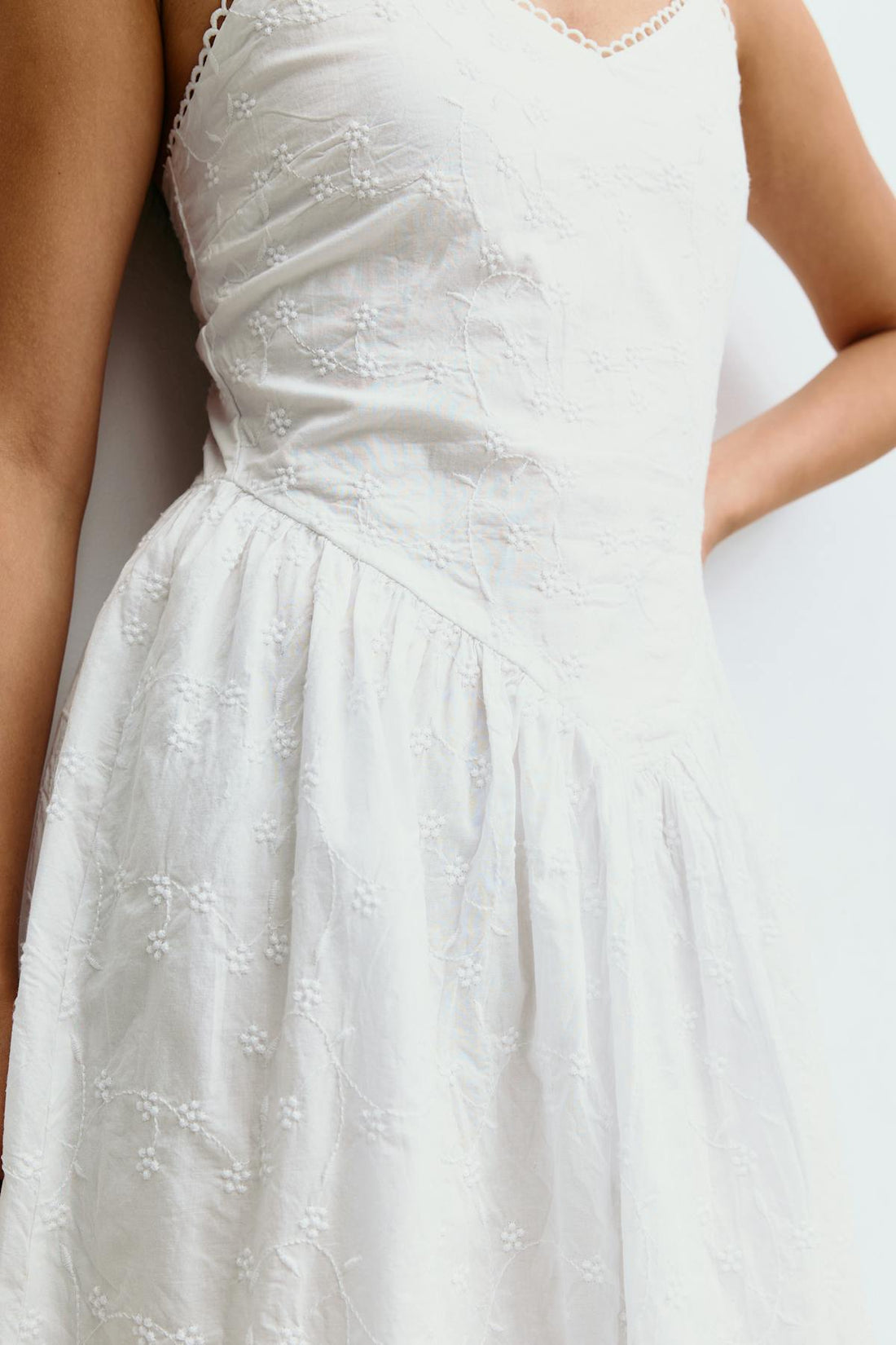 Anglaise midi dress - Blanc