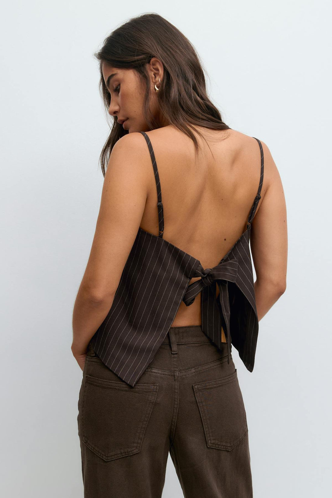 Tailored singlet - Brown pinstripe