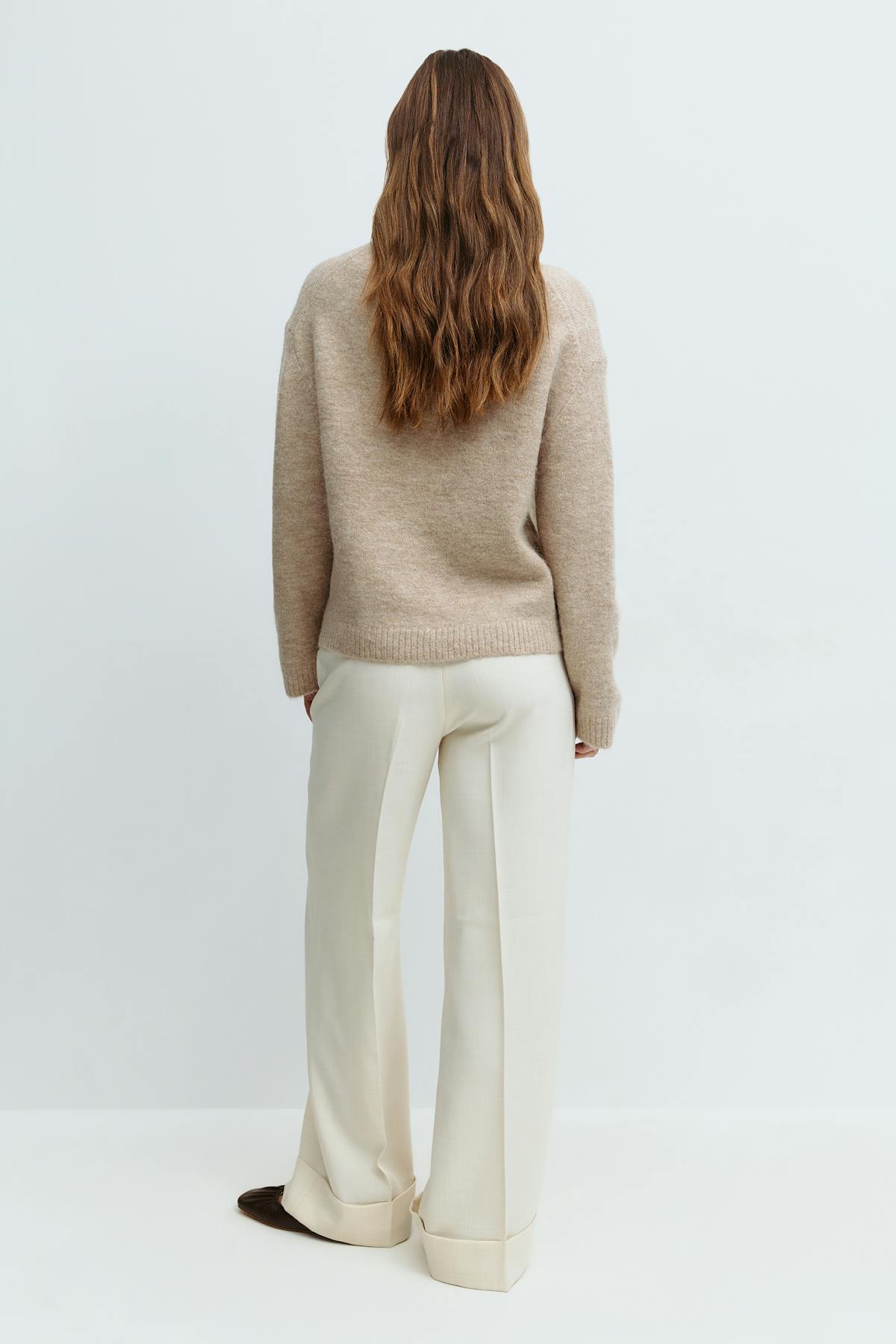 Mid waist wide trousers - Creme