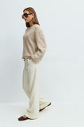 Mid waist wide trousers - Creme