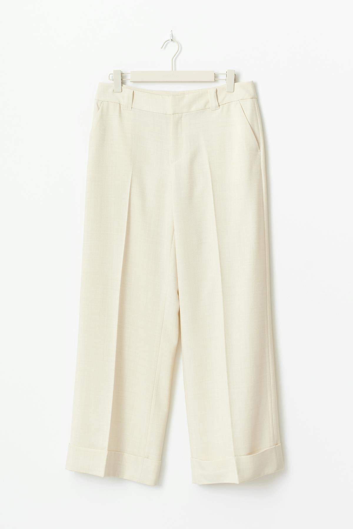 Mid waist wide trousers - Creme