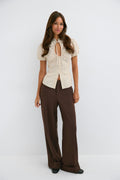 Mid waist wide trousers - Peach