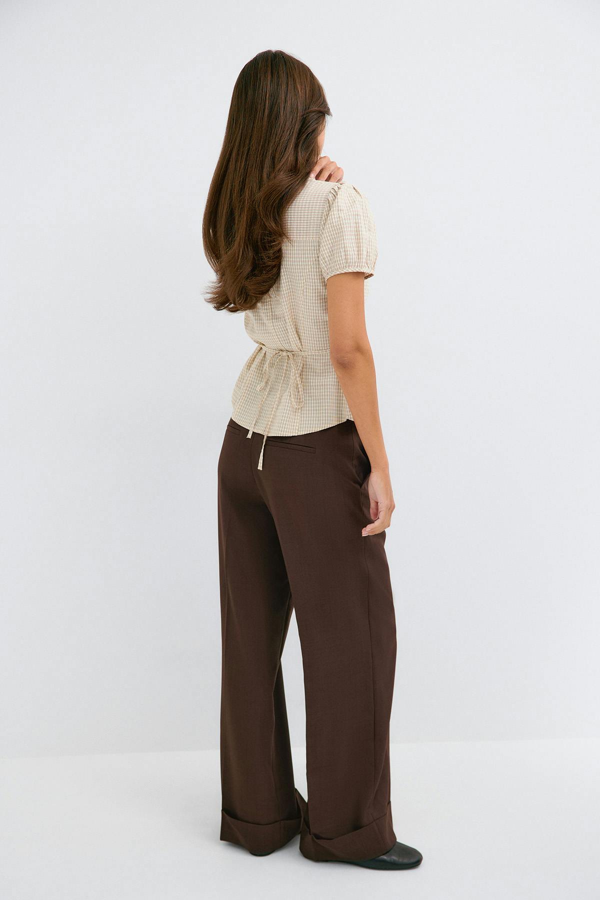 Mid waist wide trousers - Peach