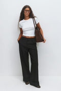 Mid waist wide trousers - Creme
