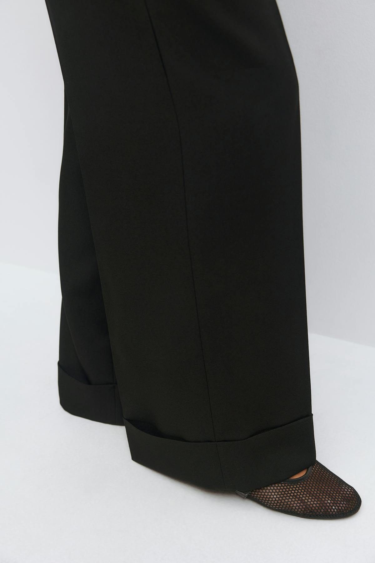 Mid waist wide trousers - Noir
