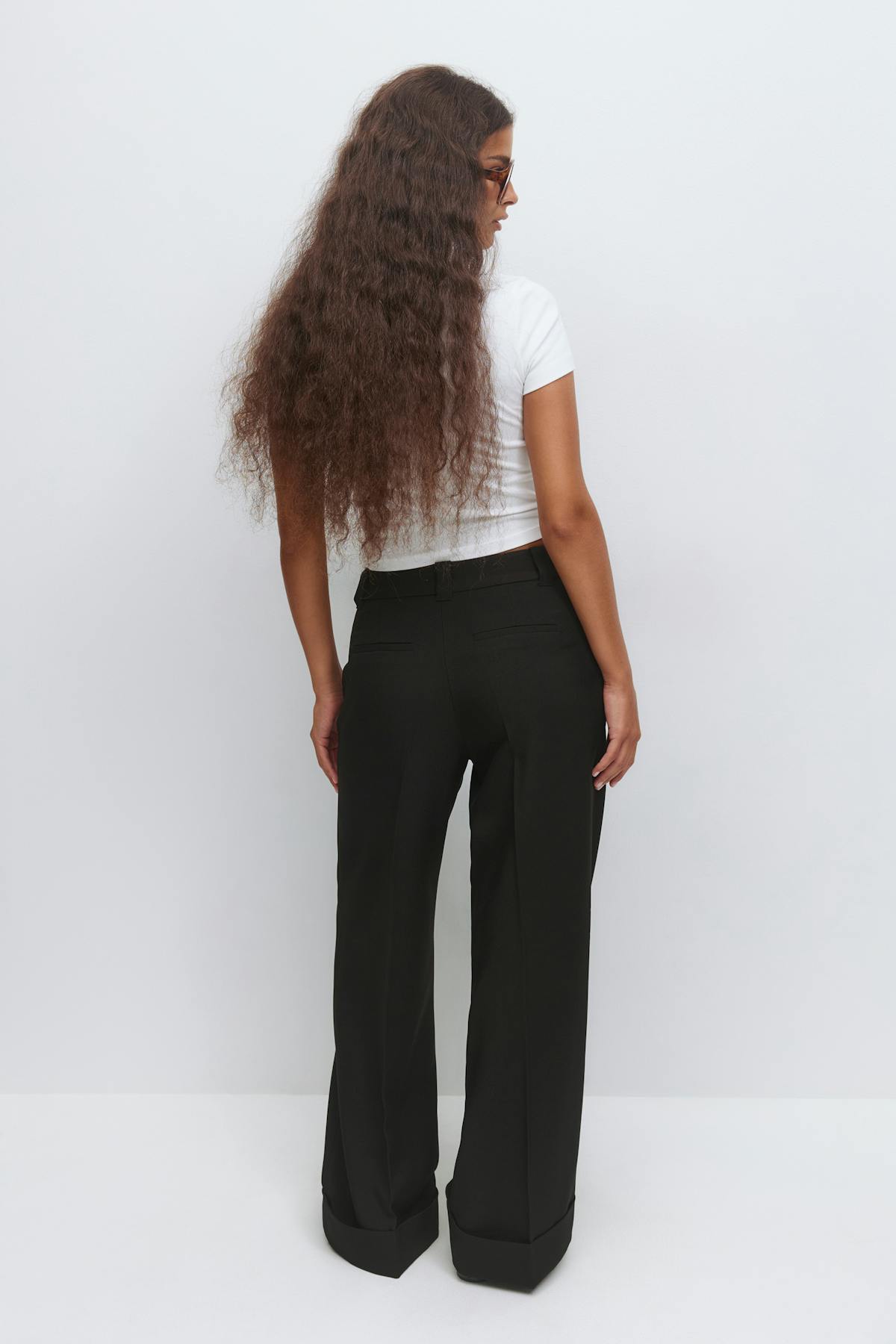Mid waist wide trousers - Noir