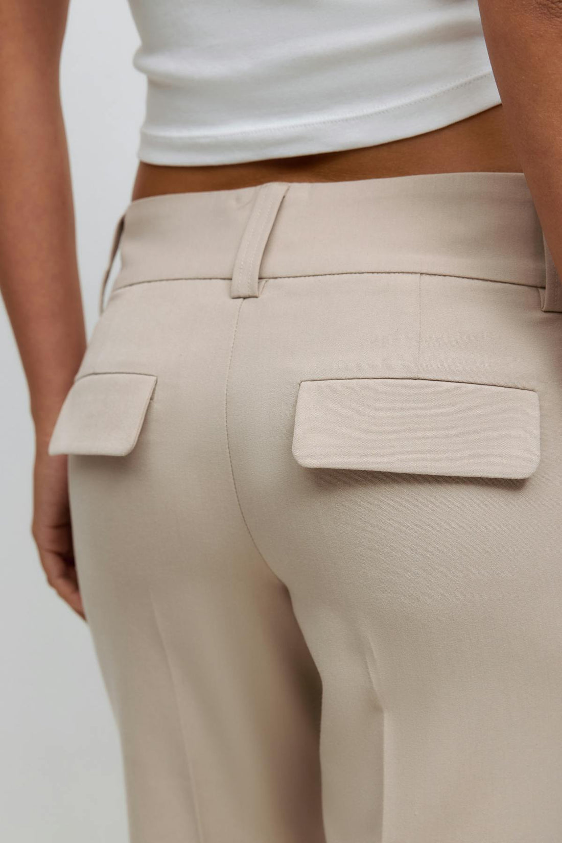 Low waist bootcut trousers - Beige clair