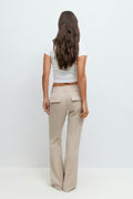 Low waist bootcut trousers - Beige clair