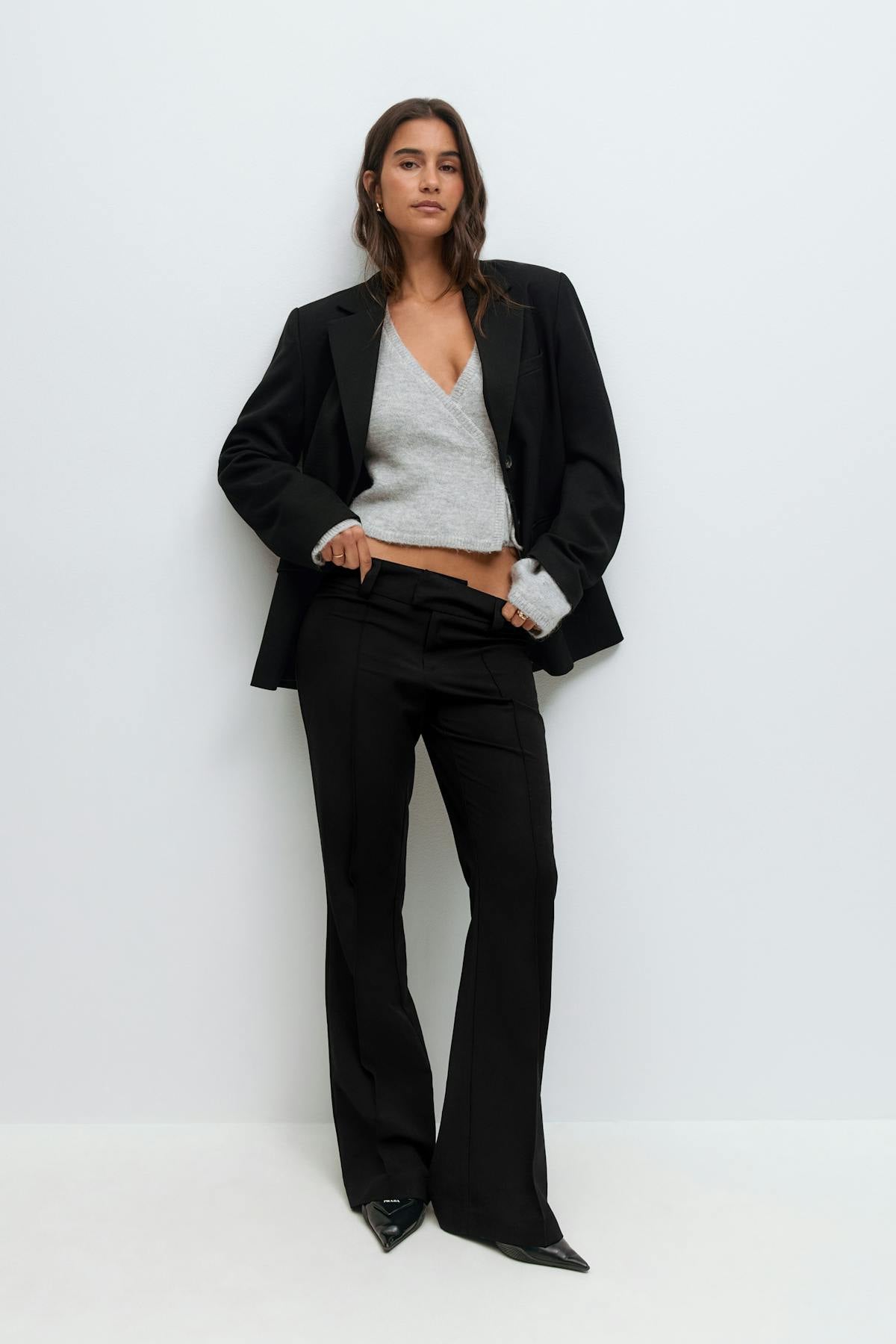 Low waist bootcut trousers - Beige clair