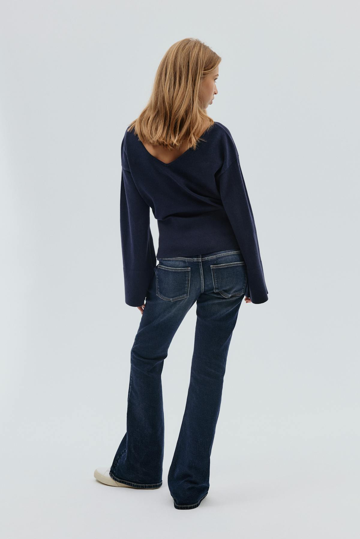 Pleated flare jeans - Bleu foncé