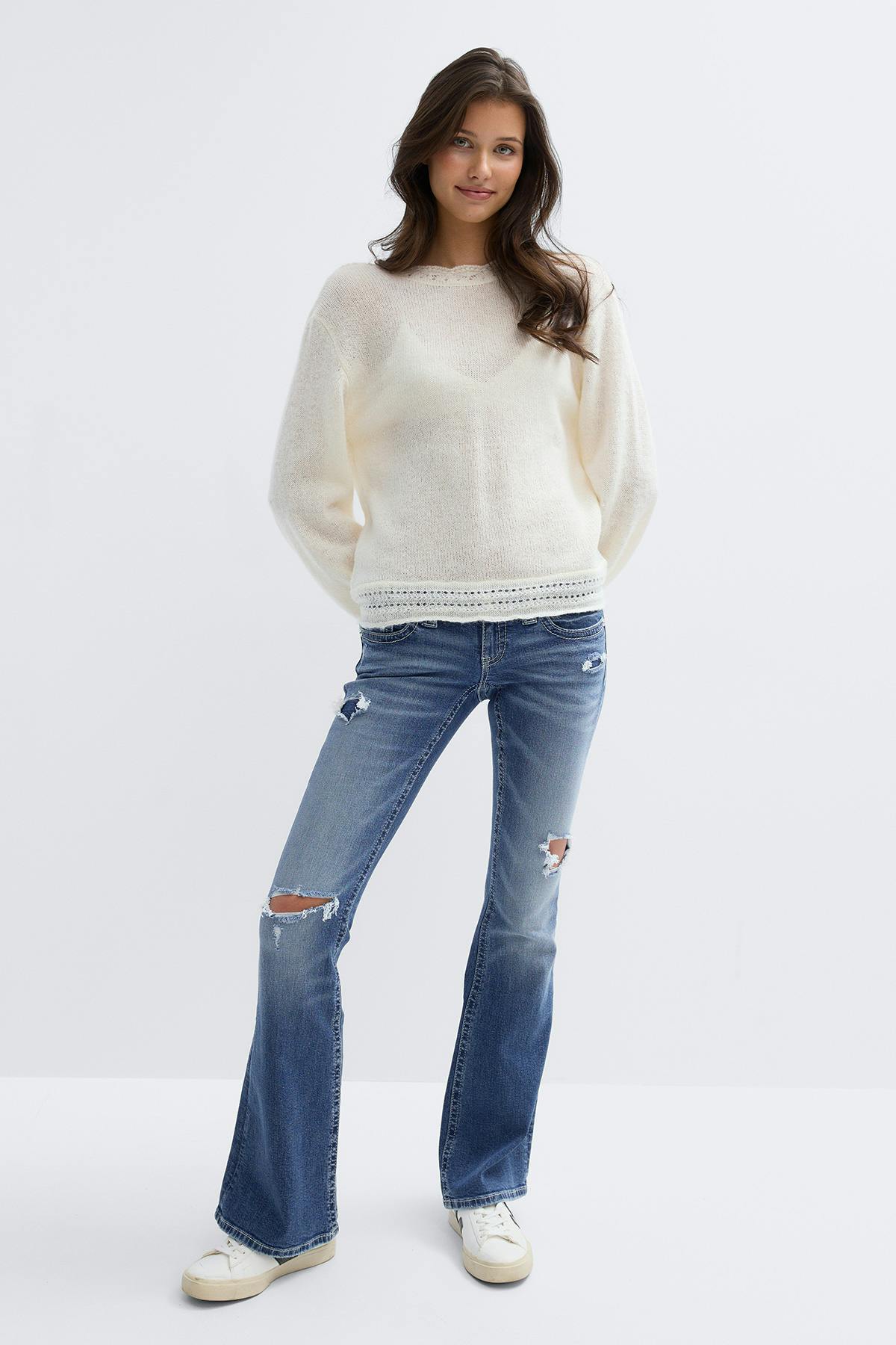 14+ low rise flare jeans - Blanc