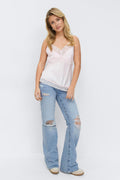 14+ low loose bootcut jeans - Lt blue ripped