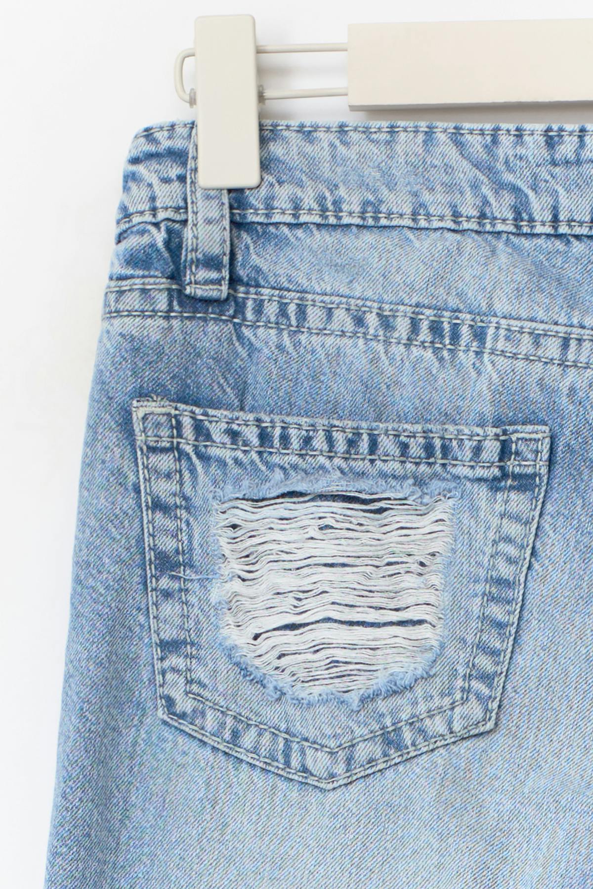 14+ low loose bootcut jeans - Lt blue ripped
