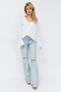 14+ low loose bootcut jeans - Lt blue destroy