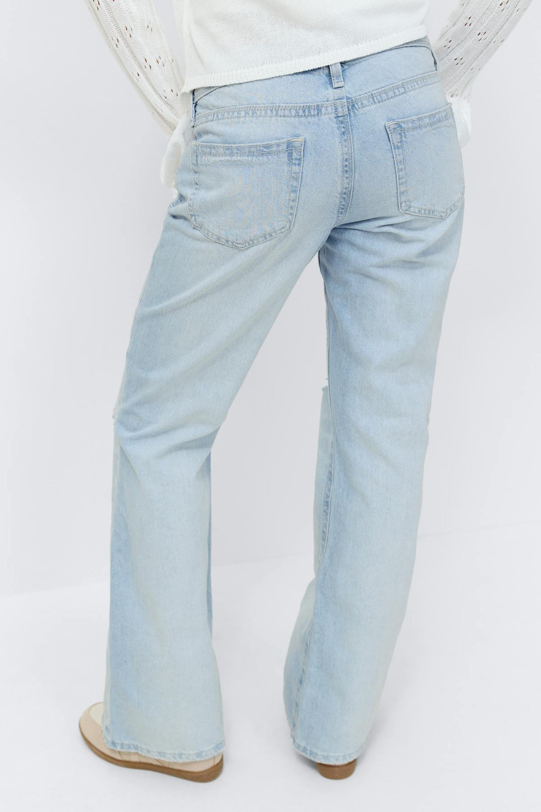 14+ low loose bootcut jeans - Lt blue destroy