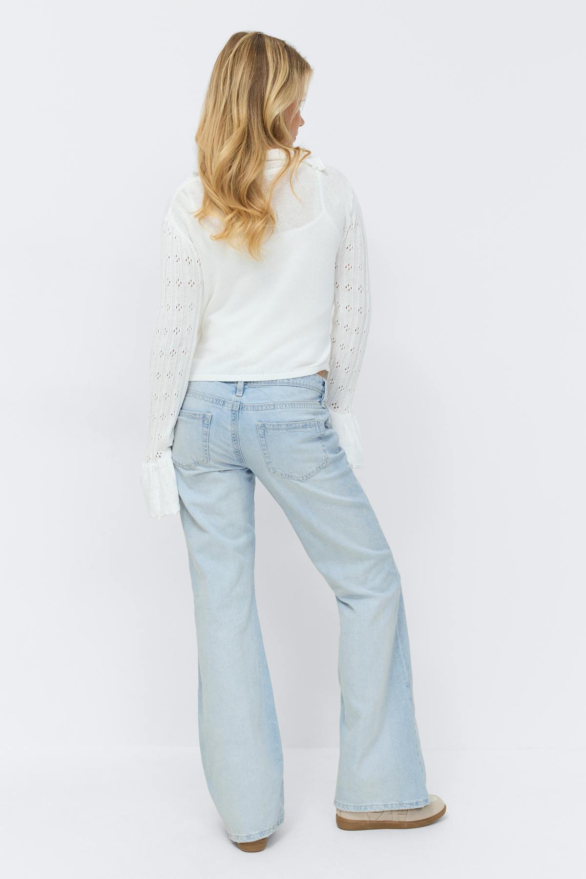 14+ low loose bootcut jeans - Lt blue destroy