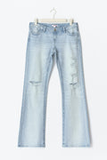 14+ low loose bootcut jeans - Lt blue destroy