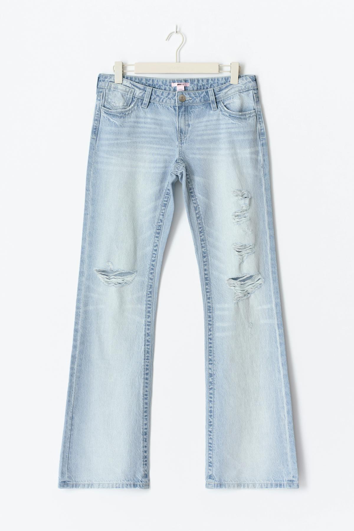 14+ low loose bootcut jeans - Lt blue destroy