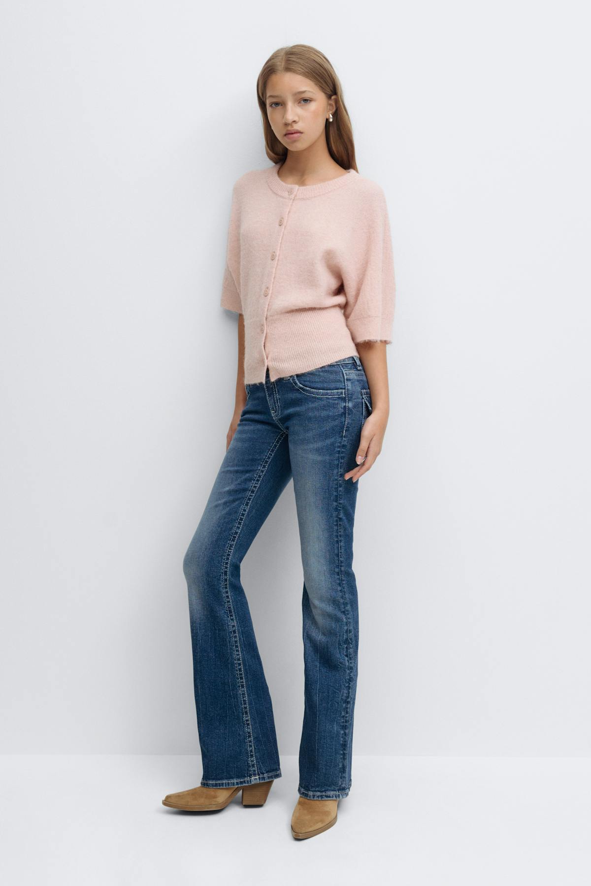 Decorated low flare jeans - Bleu clair
