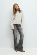 Decorated low flare jeans - Mid blue