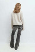 Decorated low flare jeans - Mid blue