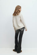 Decorated low flare jeans - Mid blue