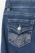 Decorated low flare jeans - Mid blue