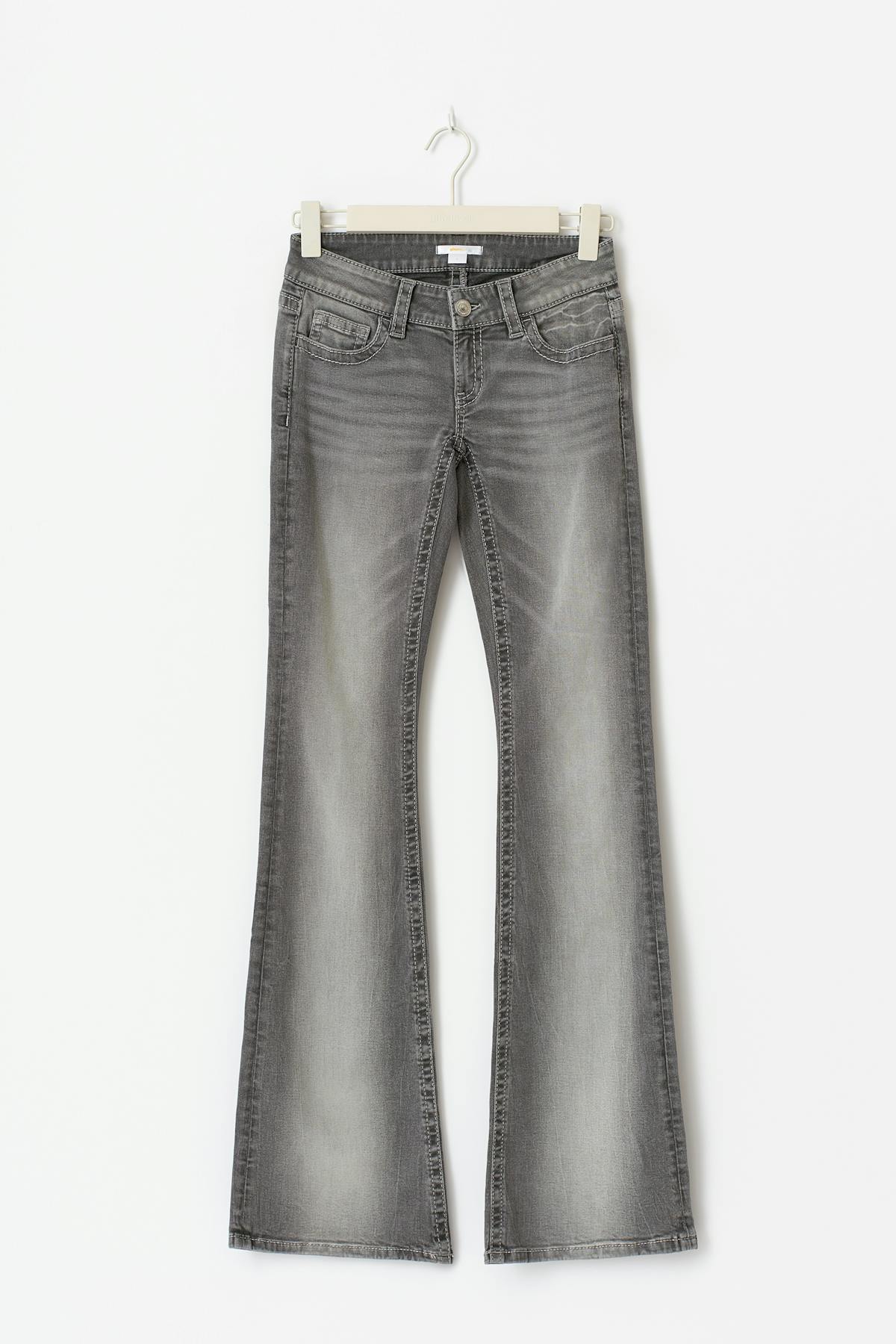 Decorated low flare jeans - Gris clair