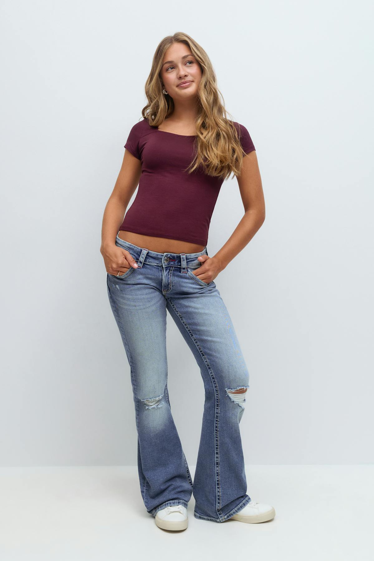 chunky low flare jeans - Sky blue