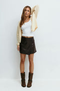 Mini wrap pu skort - Noir