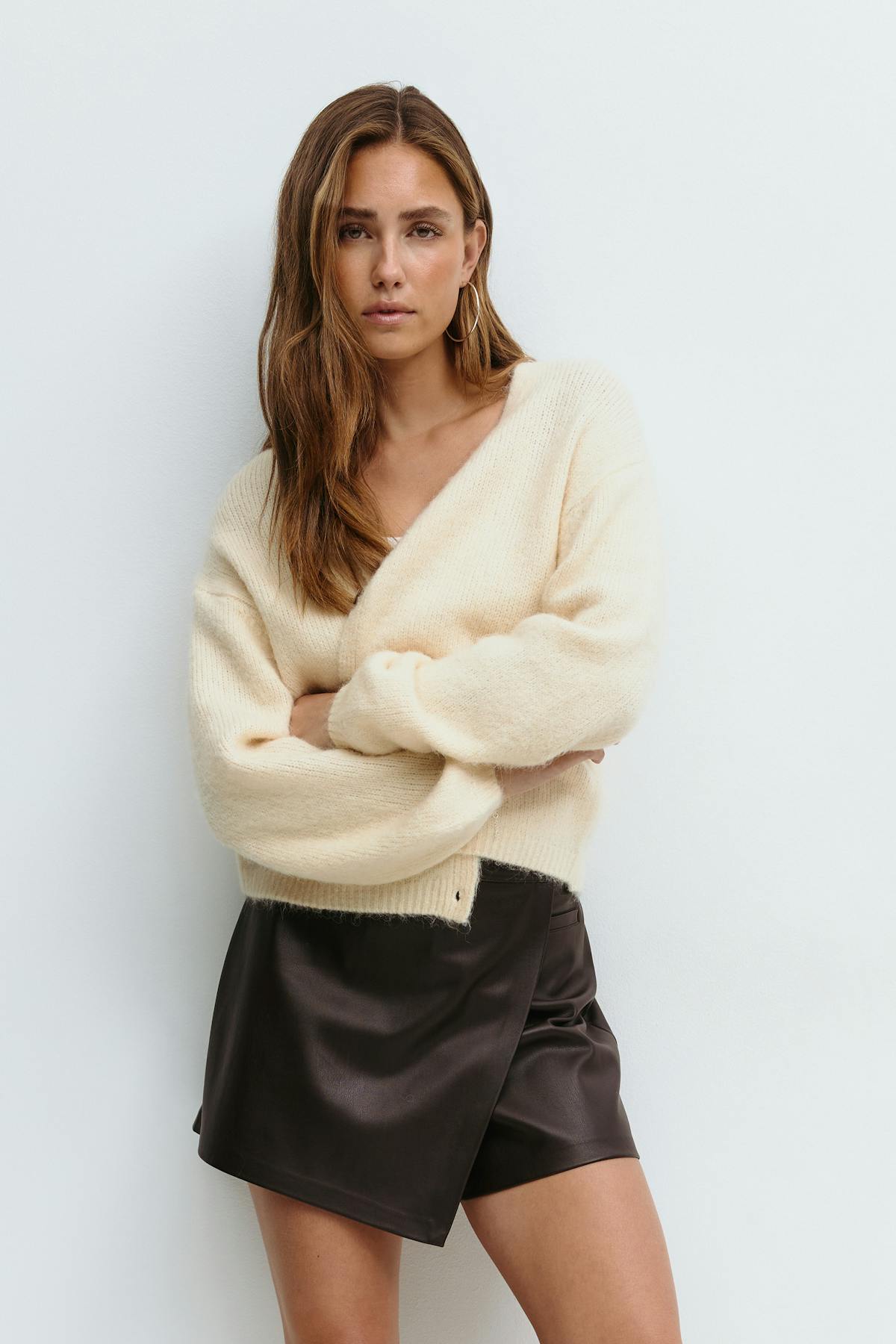 Mini wrap pu skort - Noir