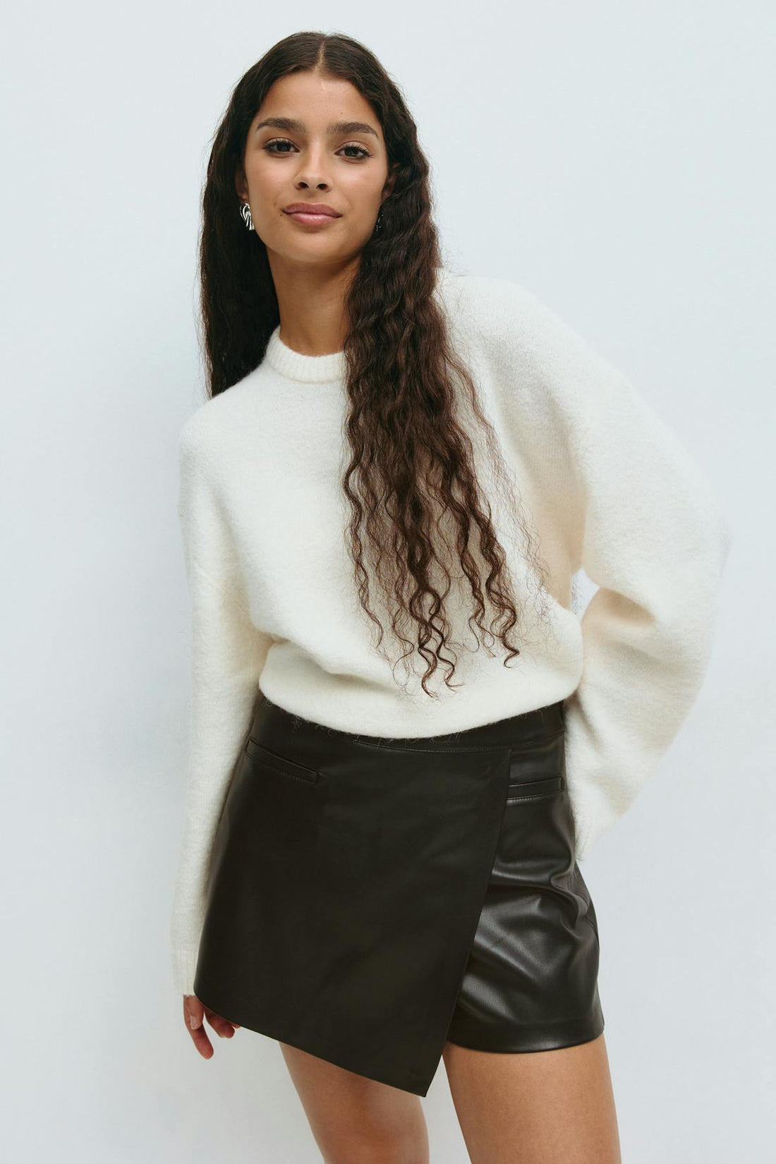 Mini wrap pu skort - Noir