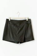 Mini wrap pu skort - Noir