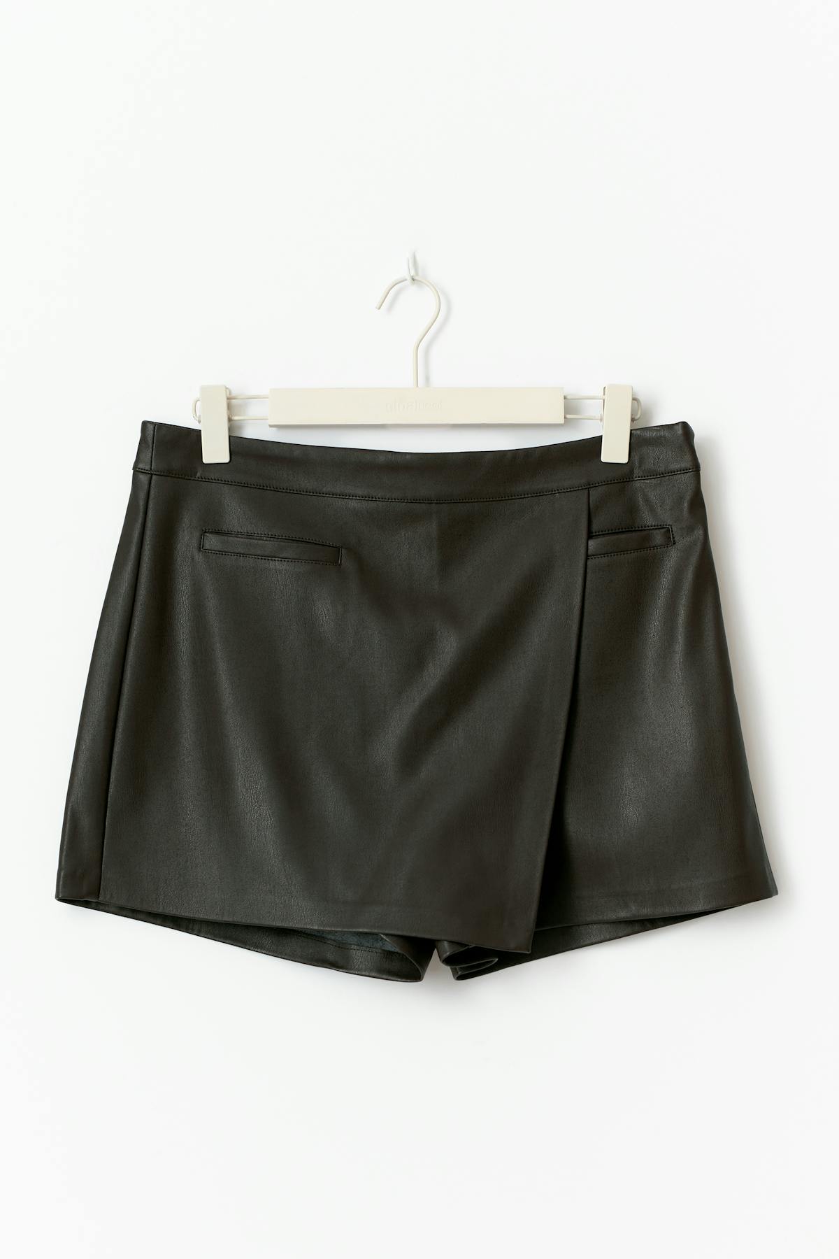 Mini wrap pu skort - Noir