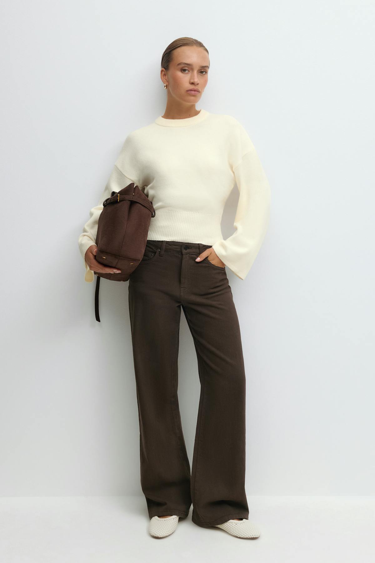 Wide sleeve knitted top - Gardenia
