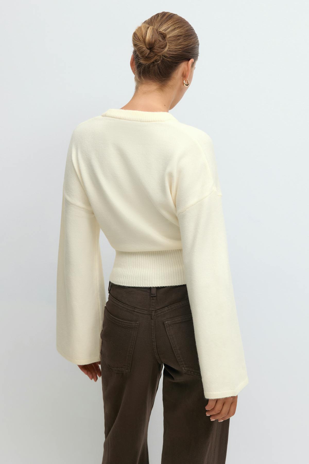 Wide sleeve knitted top - Noir