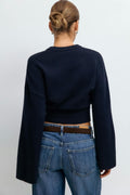 Wide sleeve knitted top - Navy blazer
