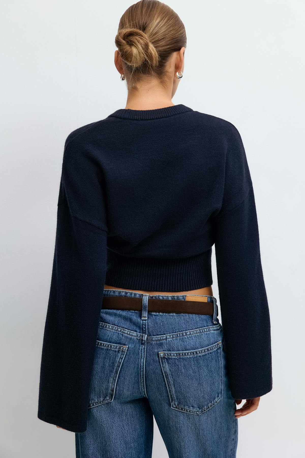 Wide sleeve knitted top - Navy blazer