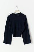 Wide sleeve knitted top - Navy blazer