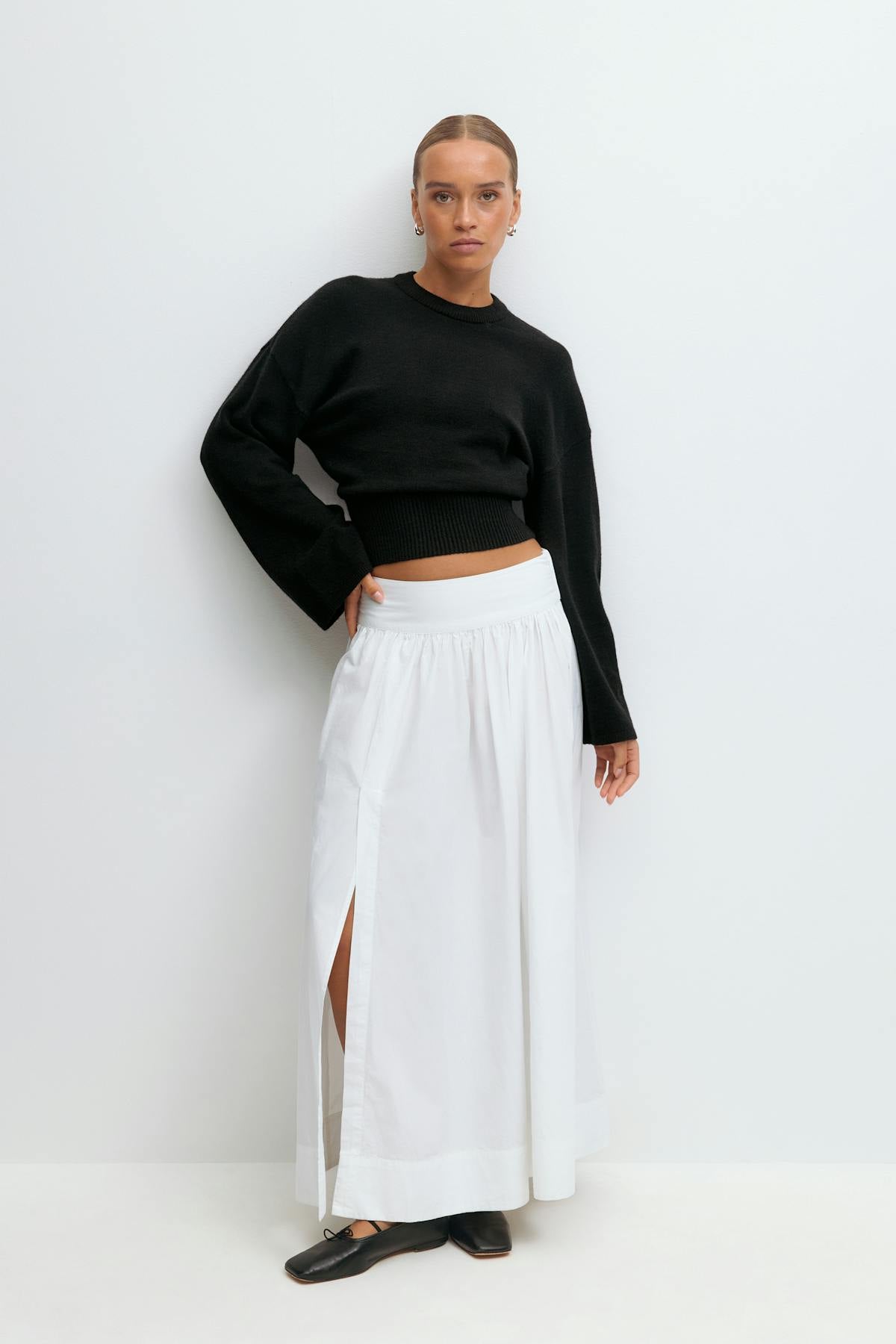 Wide sleeve knitted top - Noir