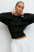 Wide sleeve knitted top - Navy blazer