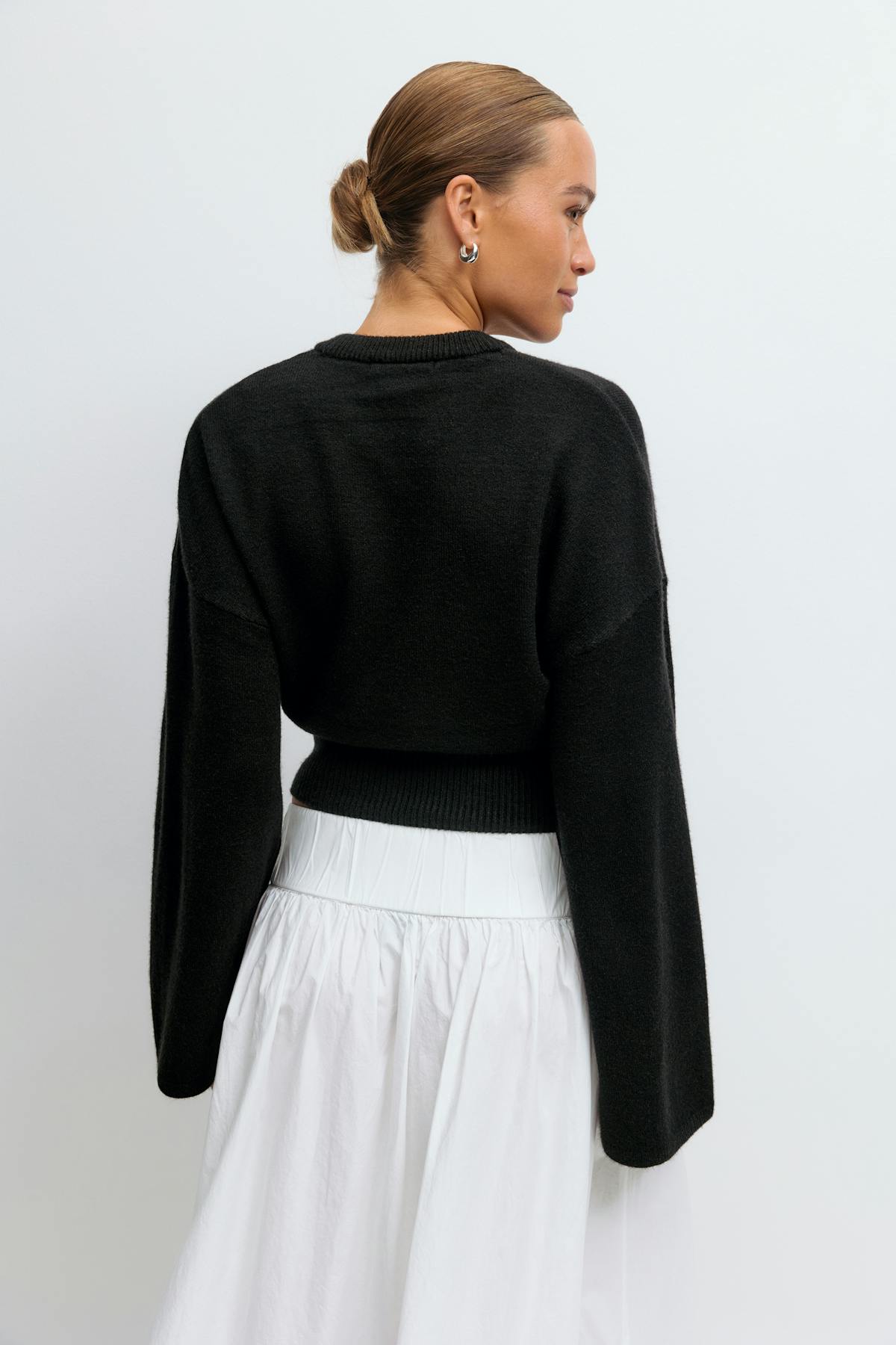 Wide sleeve knitted top - Noir