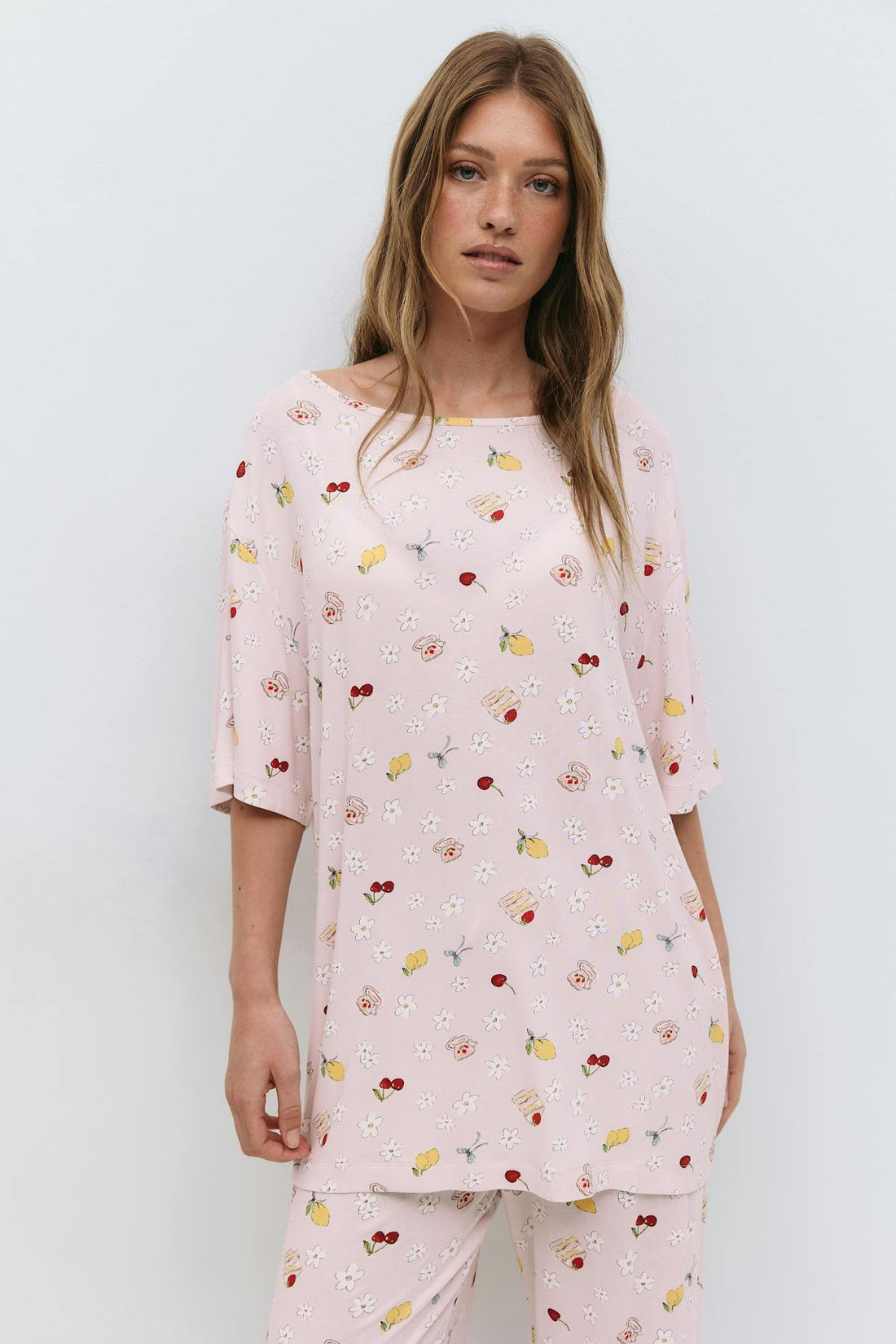 Boatneck sleep tee - Midsummer offwh
