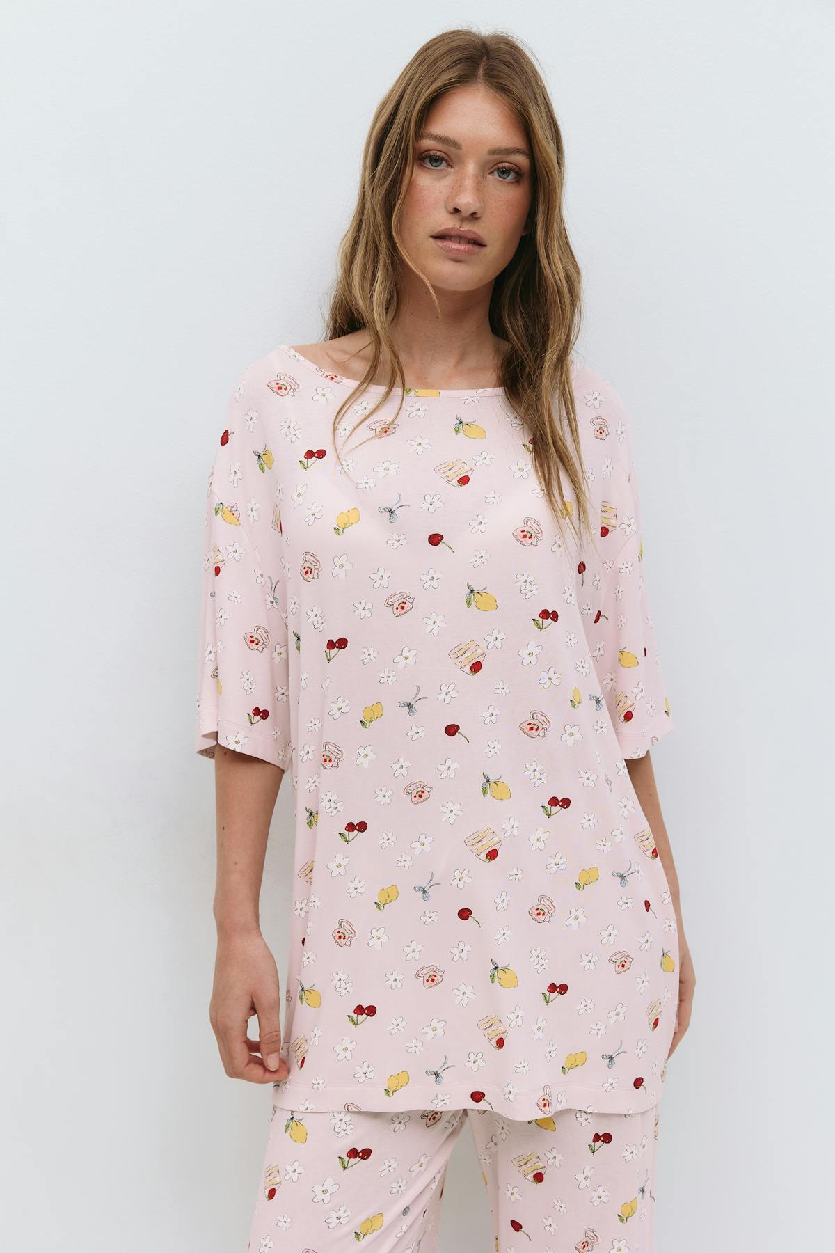 Boatneck sleep tee - Midsummer offwh